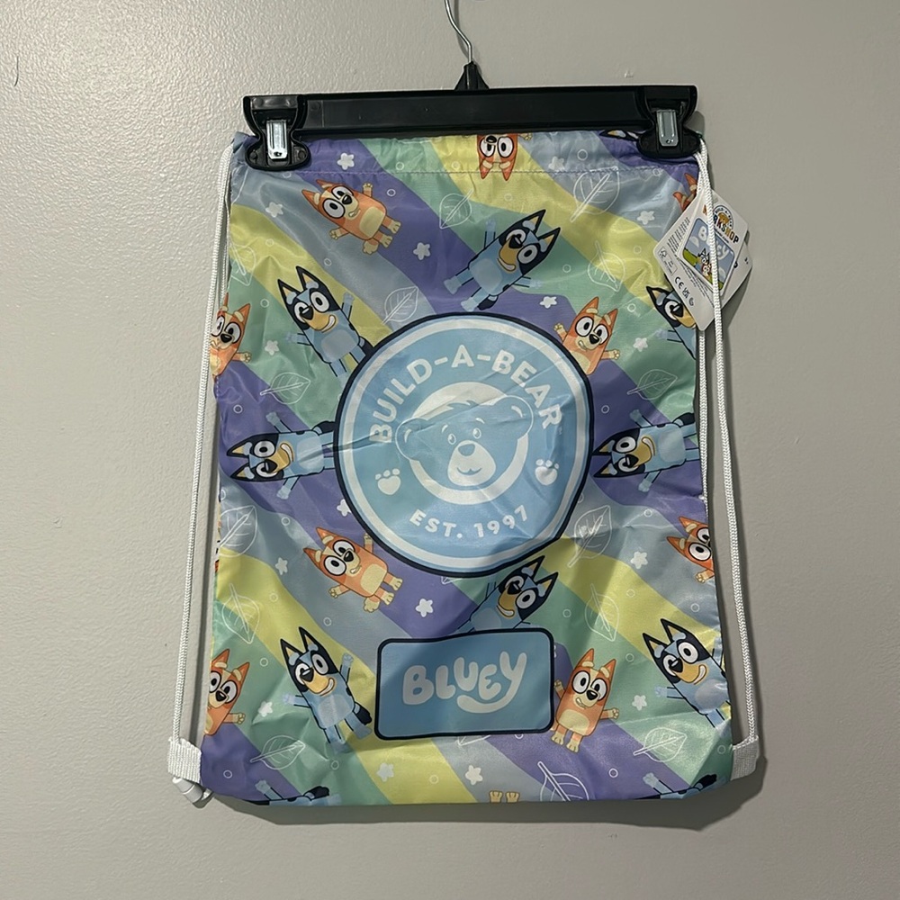 Bluey x Build-A-Bear Drawstring Toy Bear Carry Bag NWT